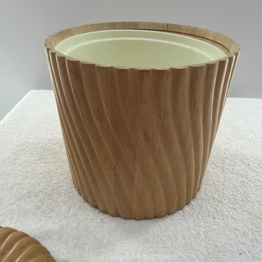 Georges Briard Ice Bucket Blonde teak Teakwood 1970s Barware Vintage Ice Wood